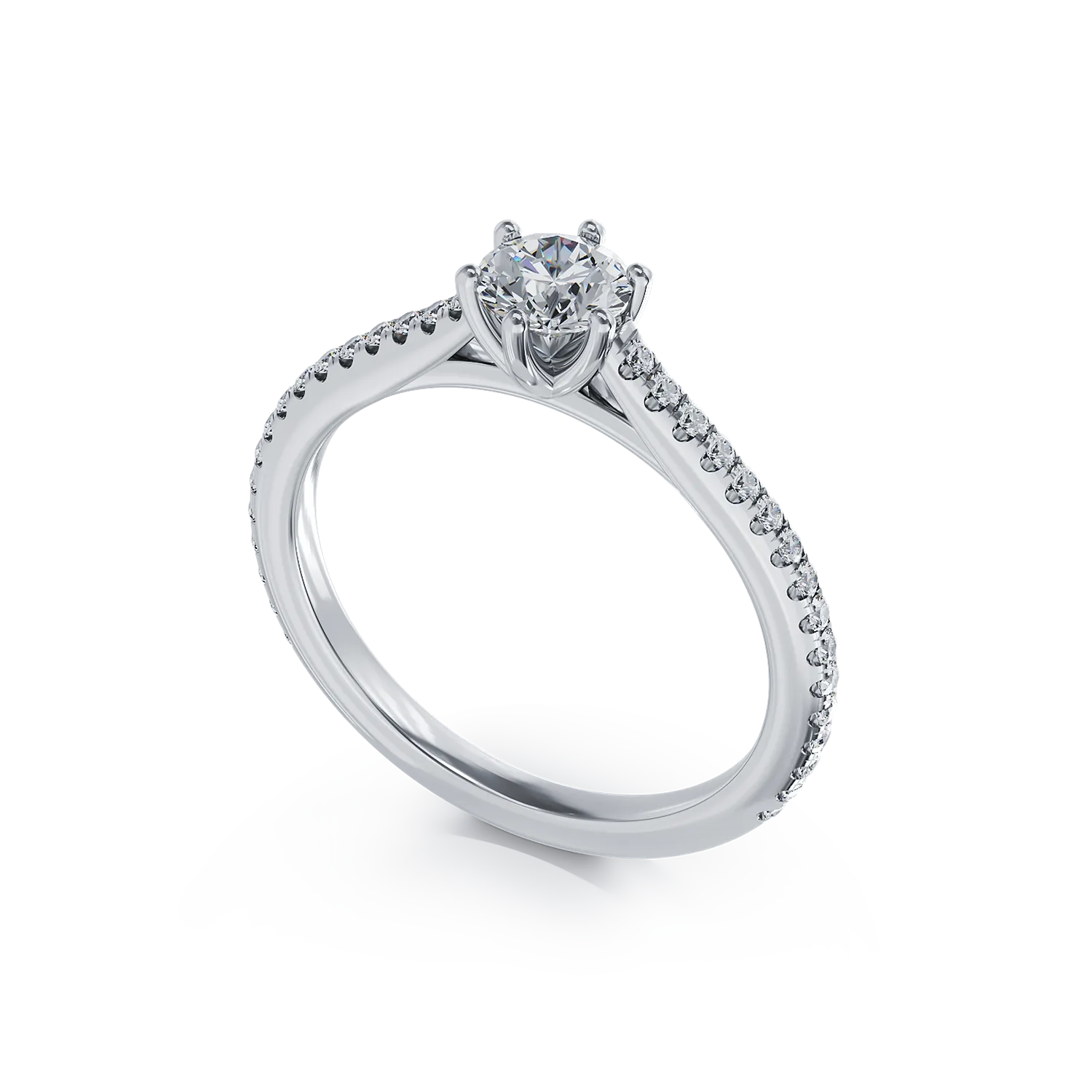 Platinum engagement ring with 0.4ct diamond and 0.18ct diamonds