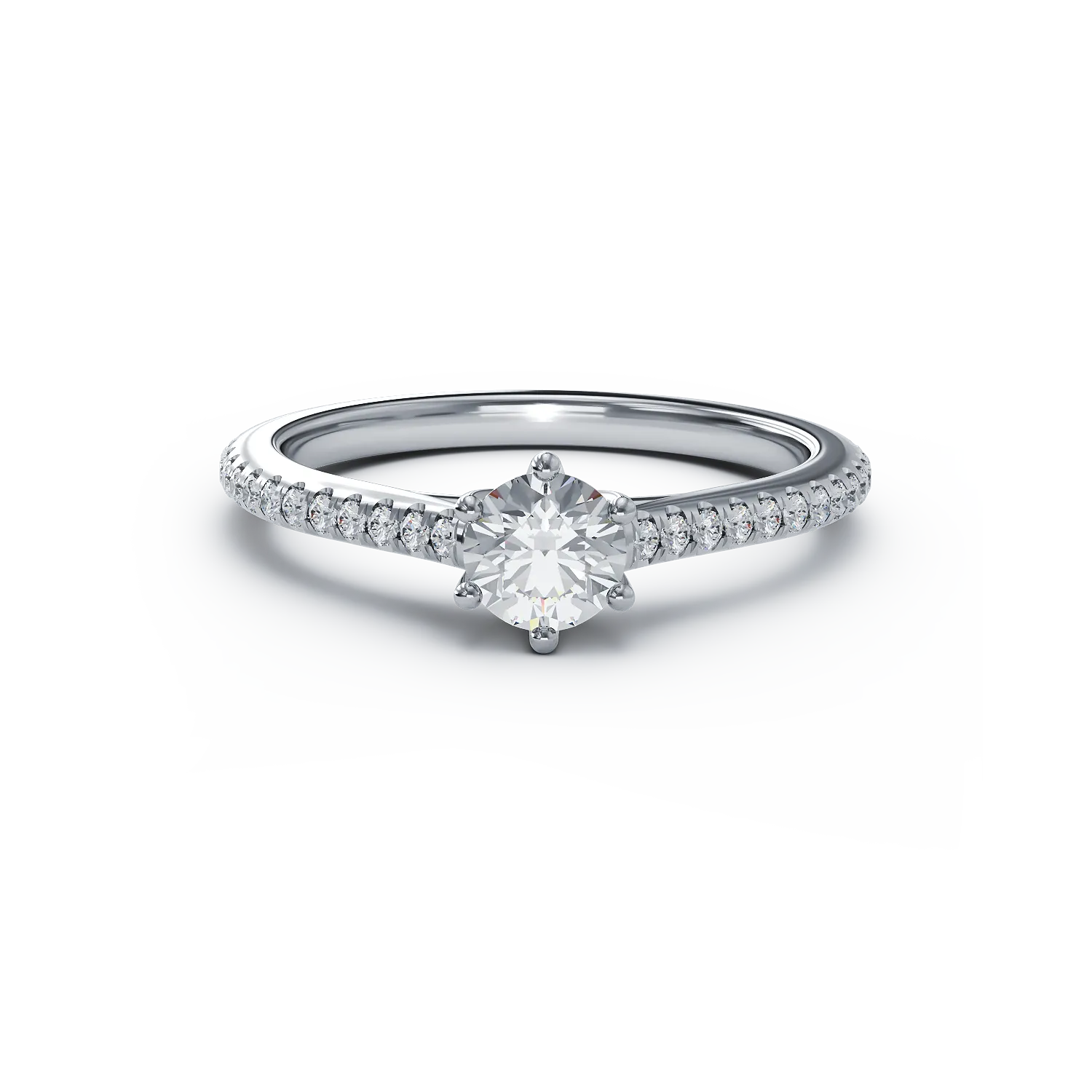 Платинен годежен пръстен с диамант от 0.4ct и диаманти от 0.19ct
