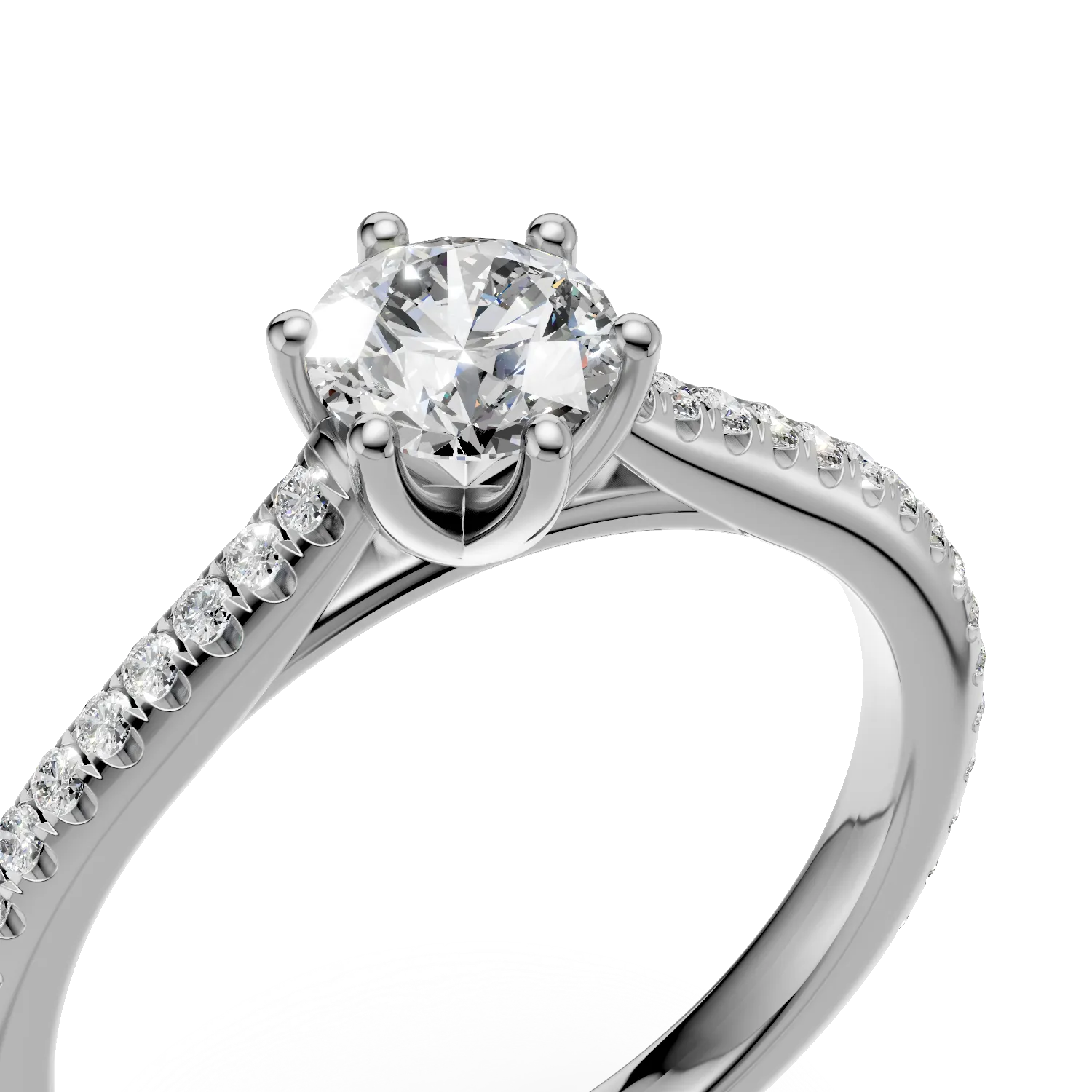 Inel de logodna din platina cu diamant de 0.4ct si diamante de 0.1ct