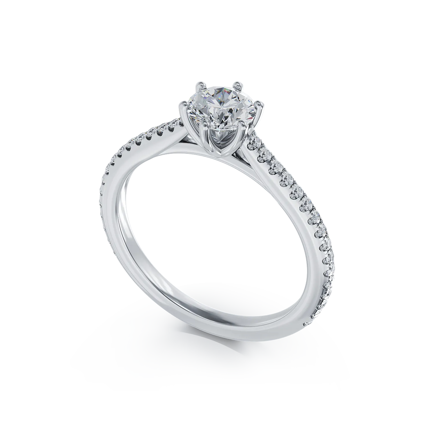 Platinum engagement ring with 0.5ct diamond and 0.19ct diamonds