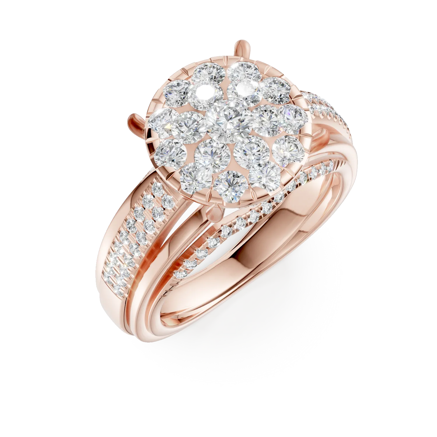 Teilor Inel de logodna din aur roz cu diamante de 0.8ct