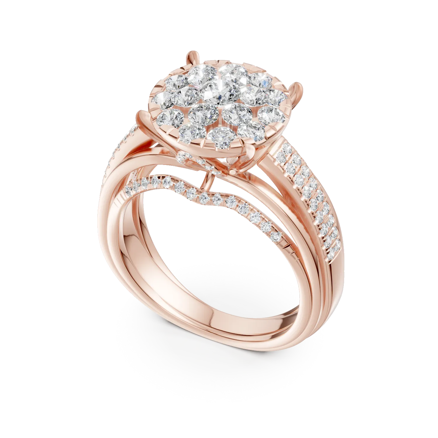 Inel de logodna din aur roz cu diamante de 0.8ct