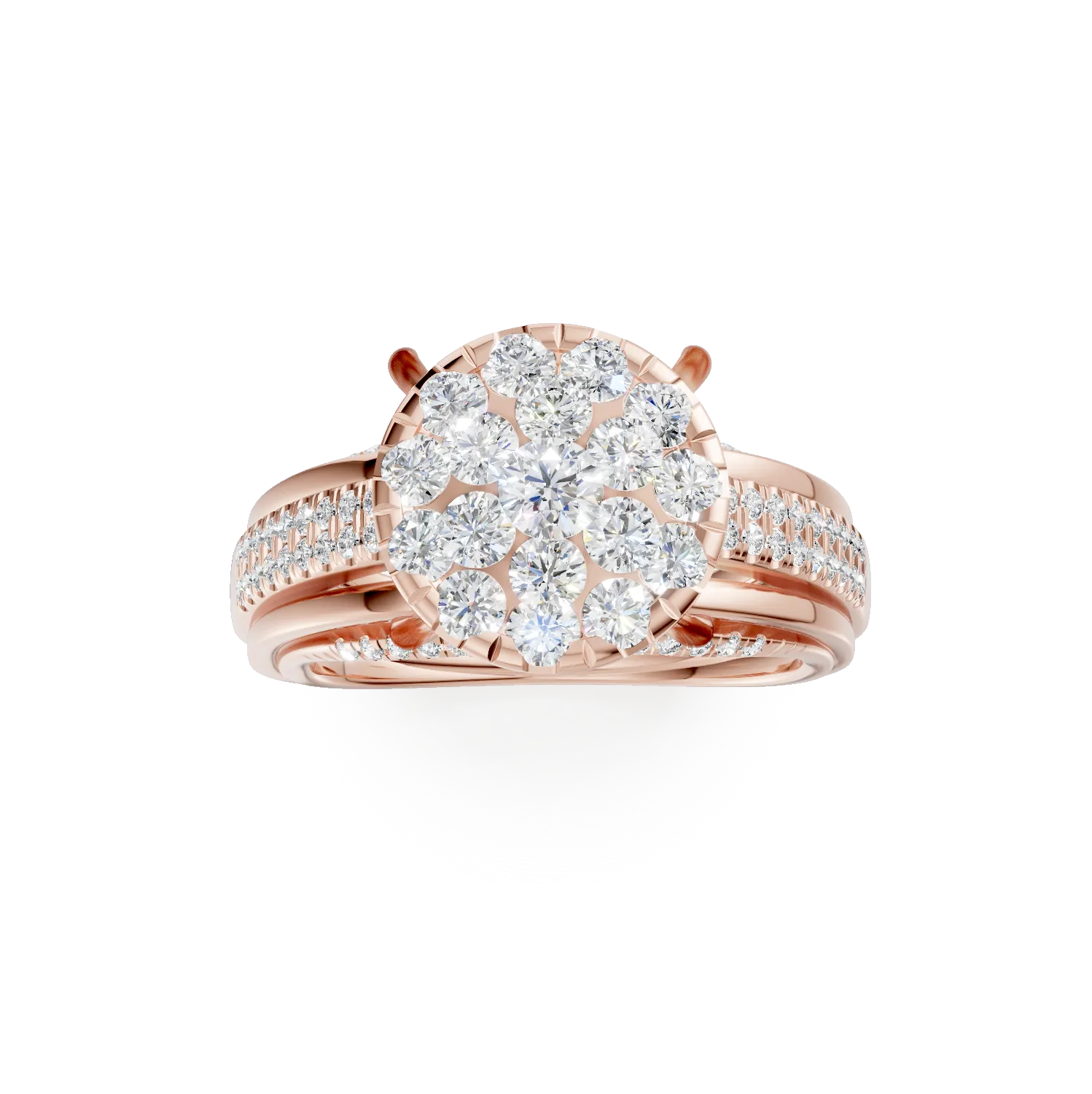 Inel de logodna din aur roz cu diamante de 0.8ct