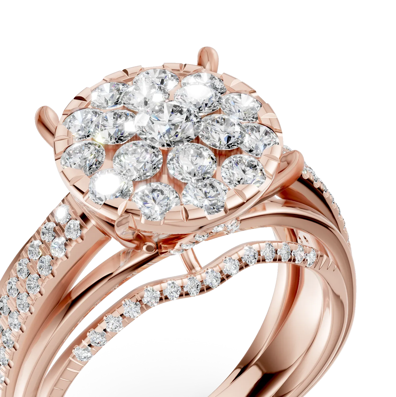 Inel de logodna din aur roz cu diamante de 0.8ct