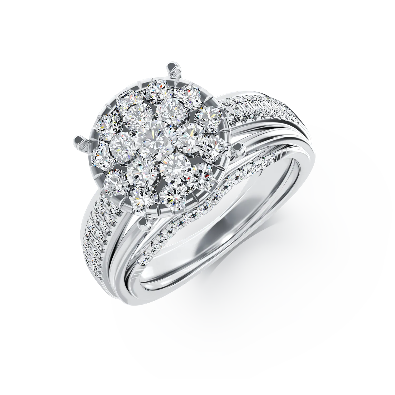 Inel de logodna din aur alb de 18K cu diamante de 0.89ct