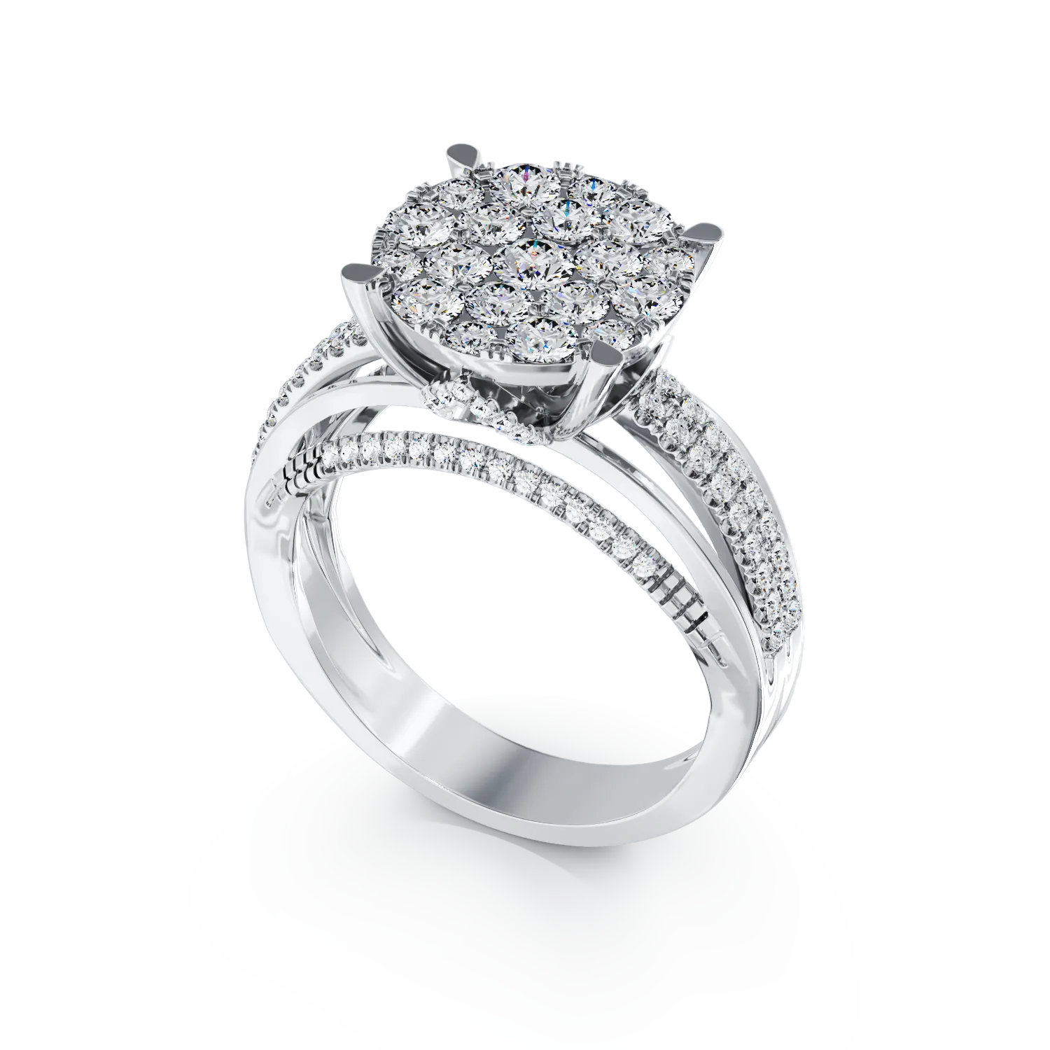 18K white gold engagement ring with 0.89ct diamonds