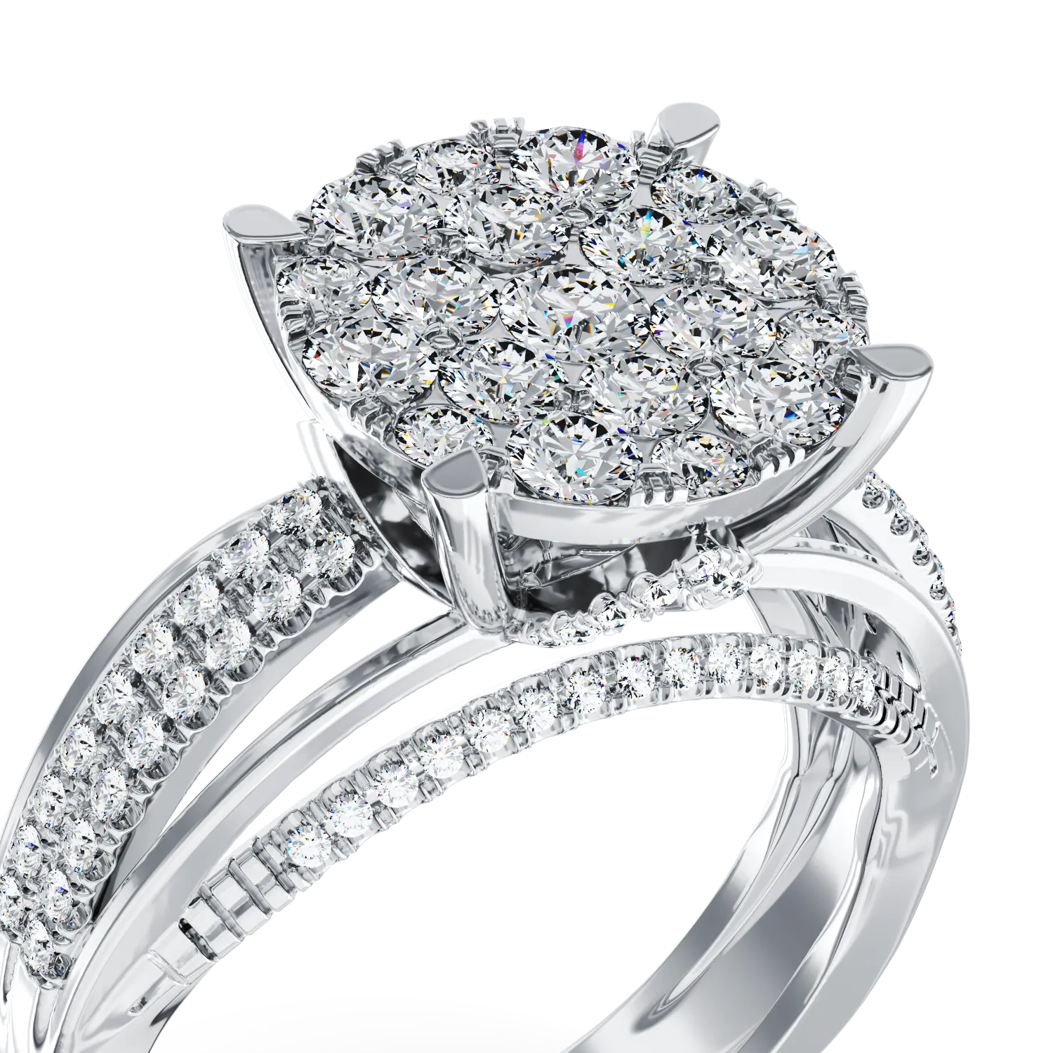 18K white gold engagement ring with 0.89ct diamonds
