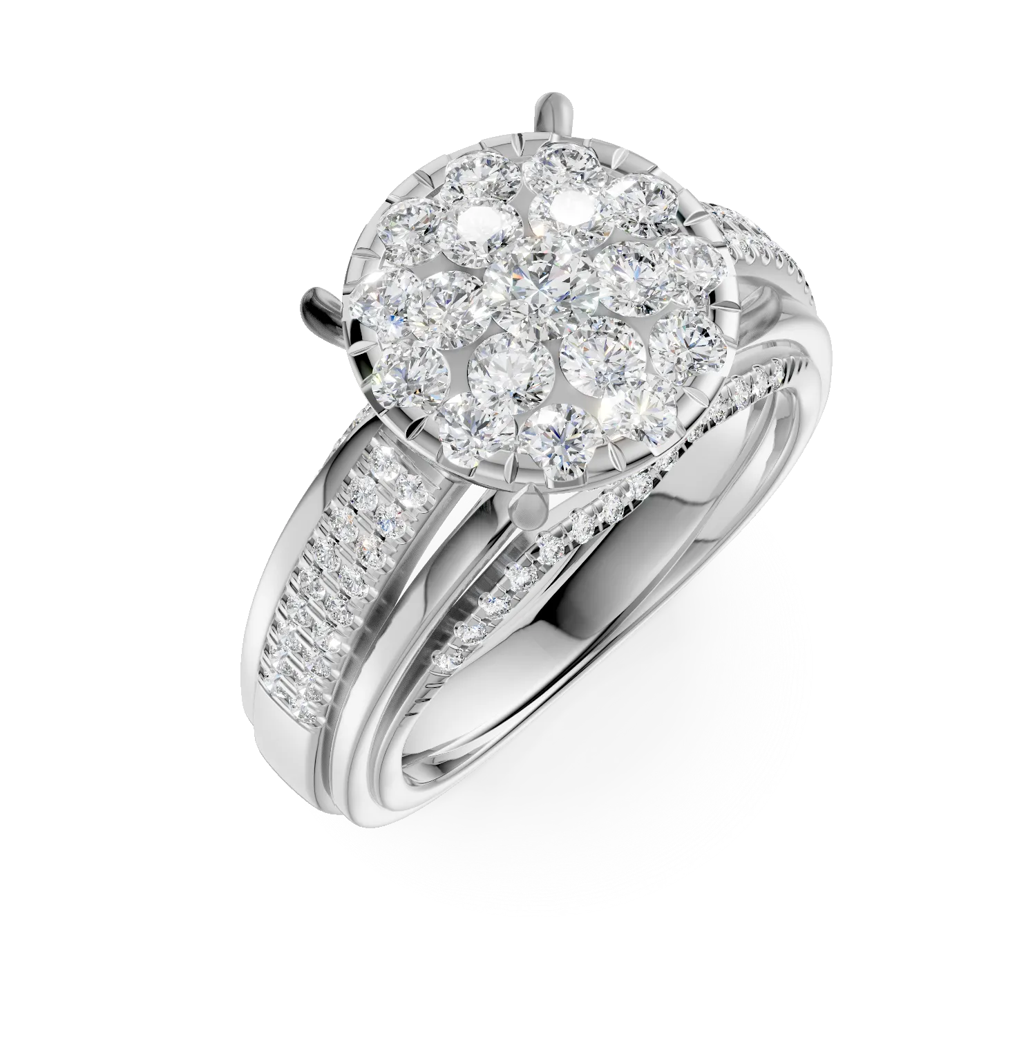 Inel de logodna din aur alb cu diamante de 0.8ct