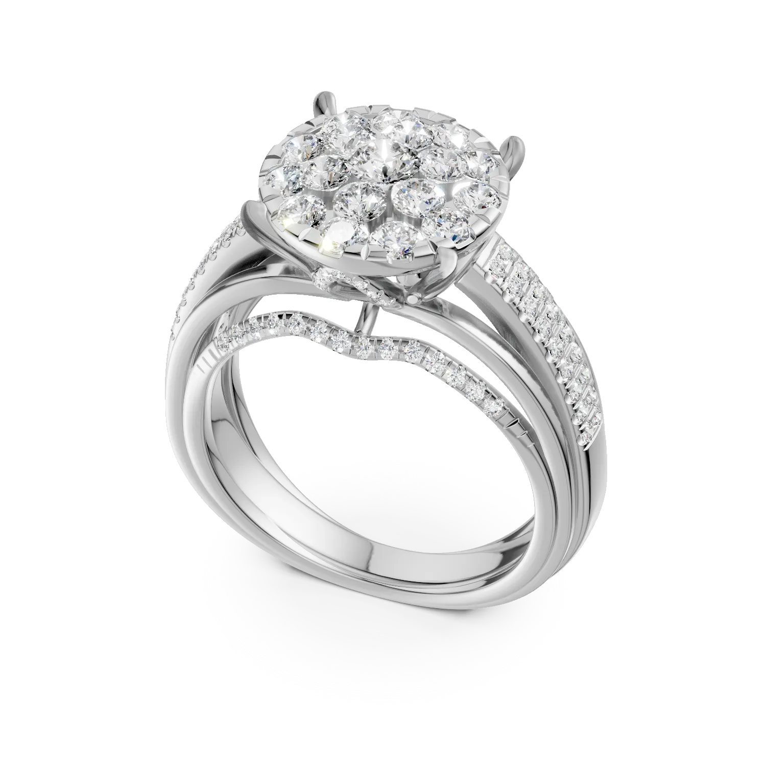 Inel de logodna din aur alb de 18K cu diamante de 0.8ct