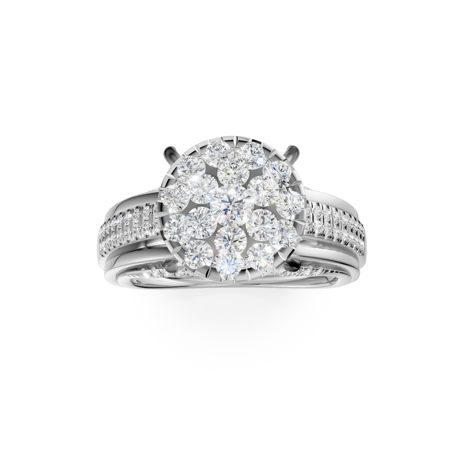 Inel de logodna din aur alb de 18K cu diamante de 0.8ct