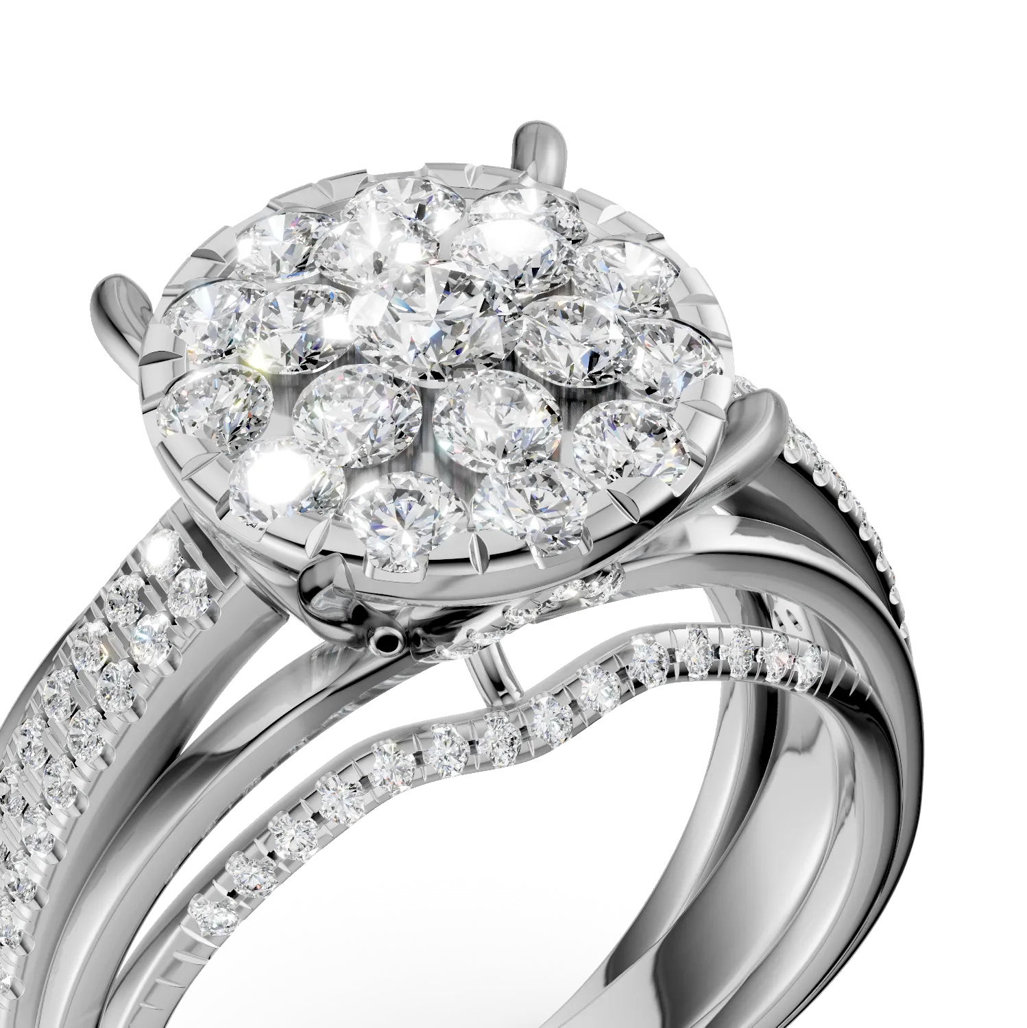 Inel de logodna din aur alb de 18K cu diamante de 0.8ct