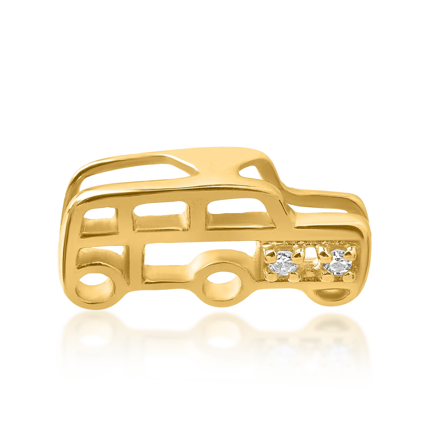 Pandantiv masinuta pentru copii din aur galben de 14K cu diamante de 0.008ct-123207