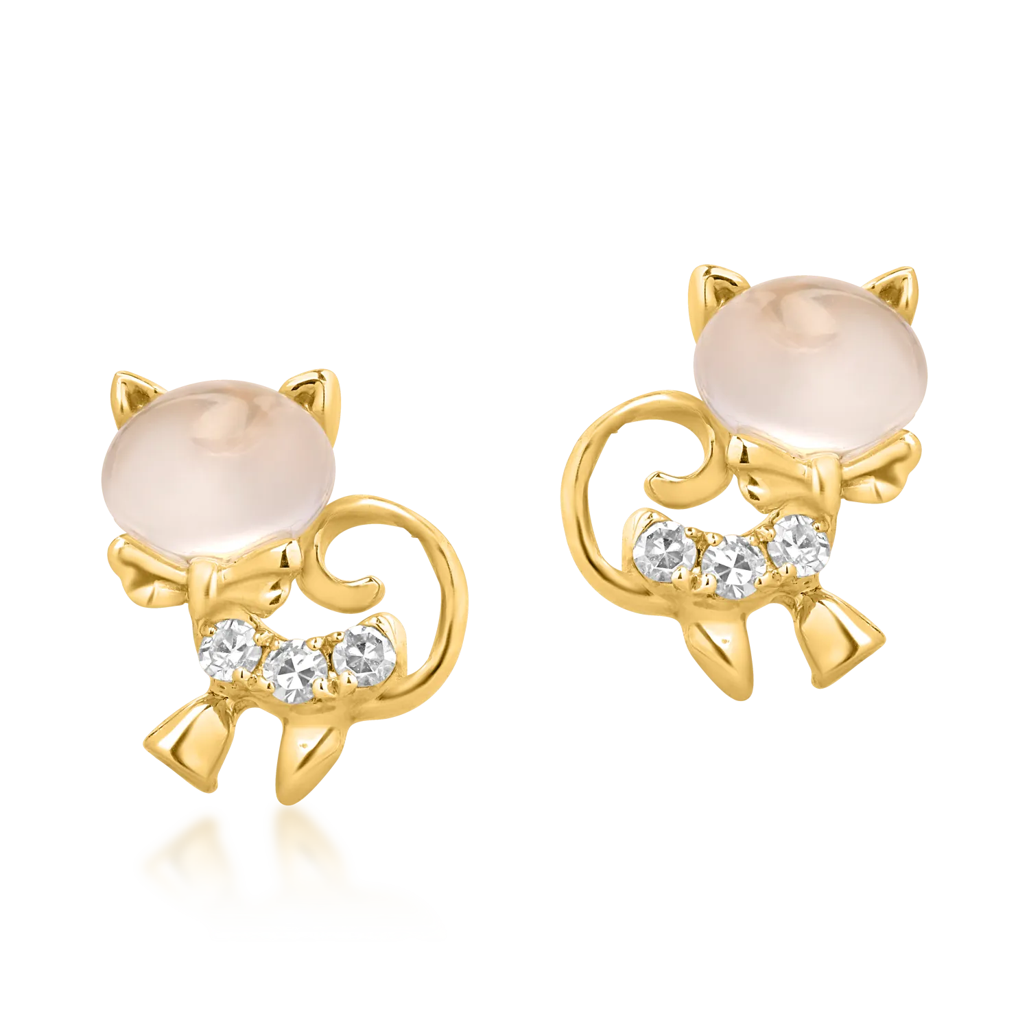 14K yellow gold children's earrings with 0.63ct white topazes and 0.035ct diamonds