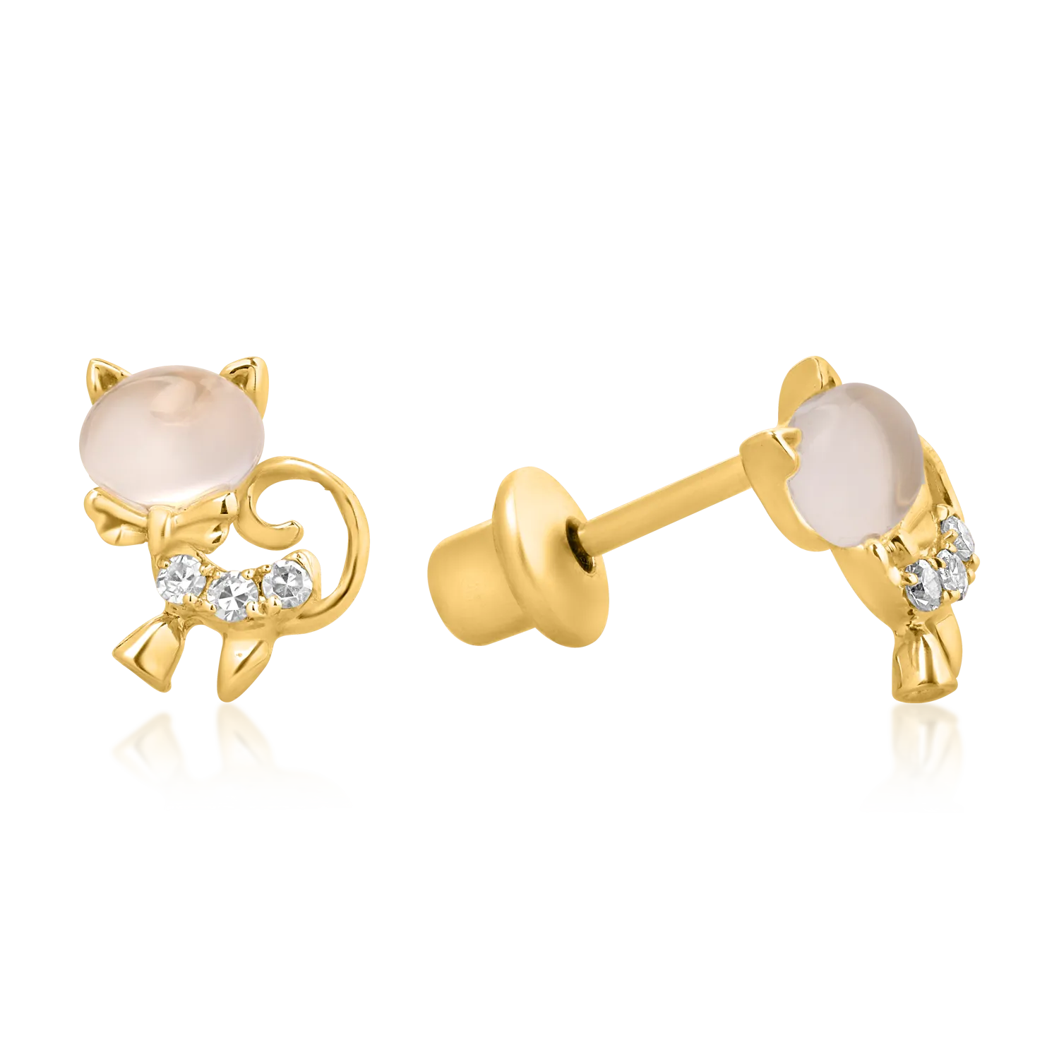 14K yellow gold children's earrings with 0.63ct white topazes and 0.035ct diamonds