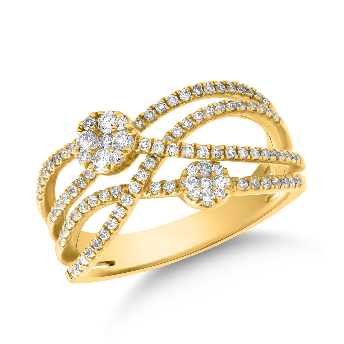 18 k sárga arany gyűrű gyémántokkal 0,54ct