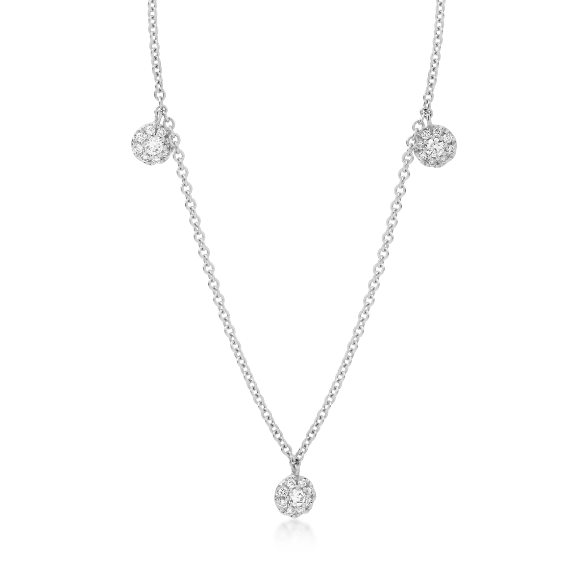 18K white gold charm necklace with 0.31ct diamonds