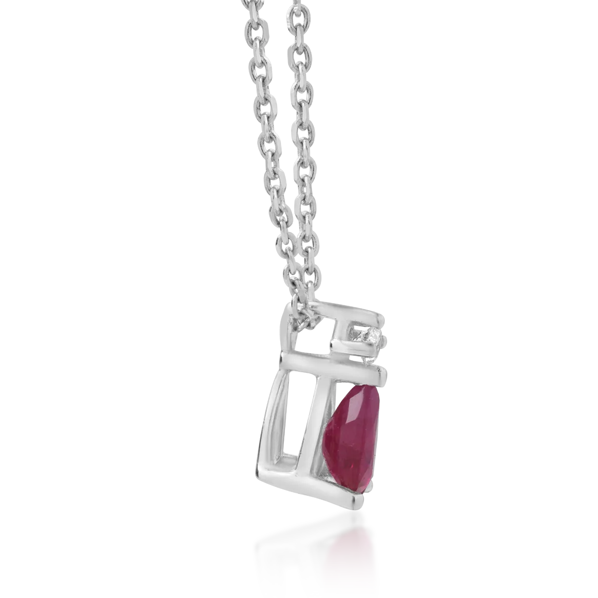 18K white gold pendant necklace with 0.27ct ruby ​​and 0.02ct diamond