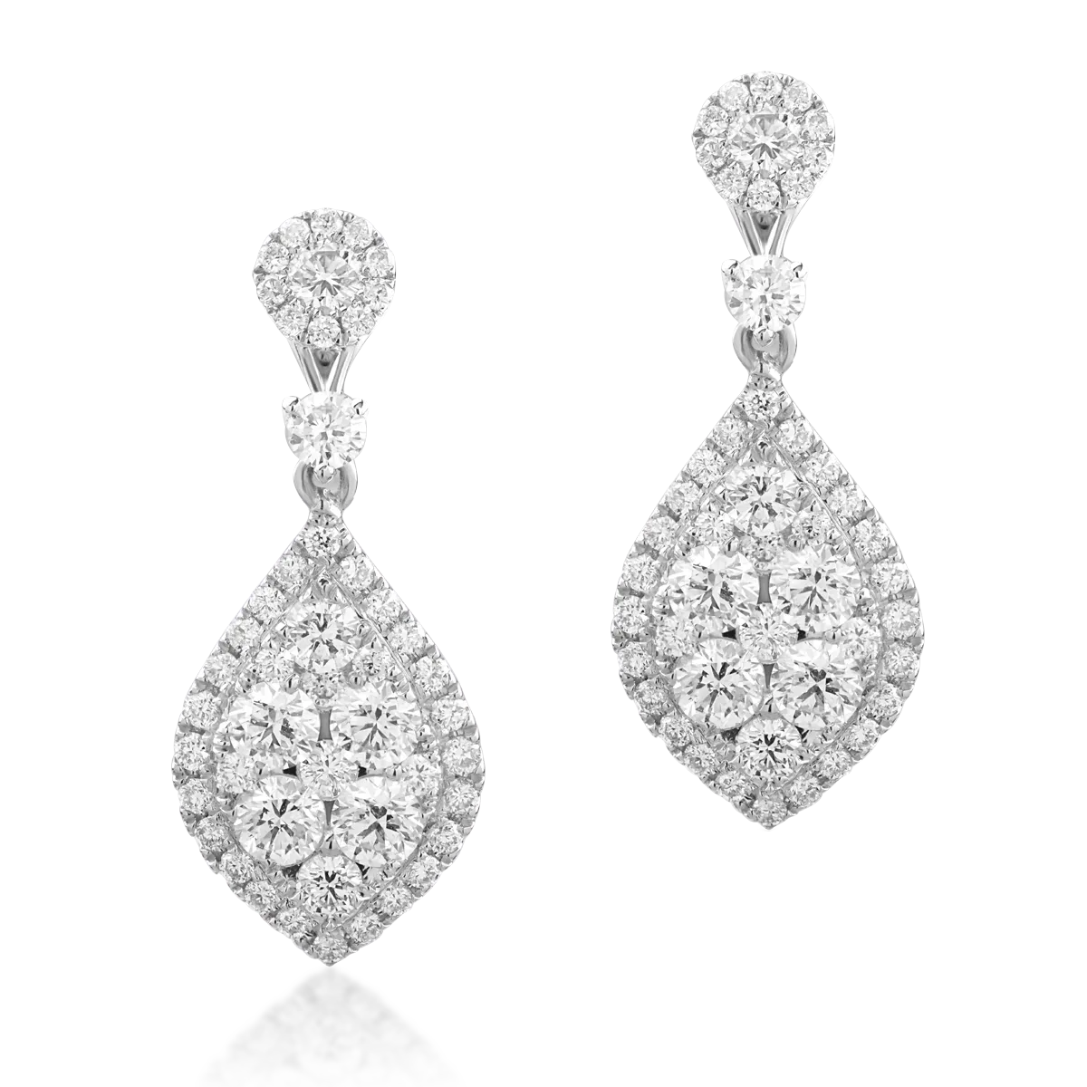 18K white gold earrings with diamonds of 1.32ct