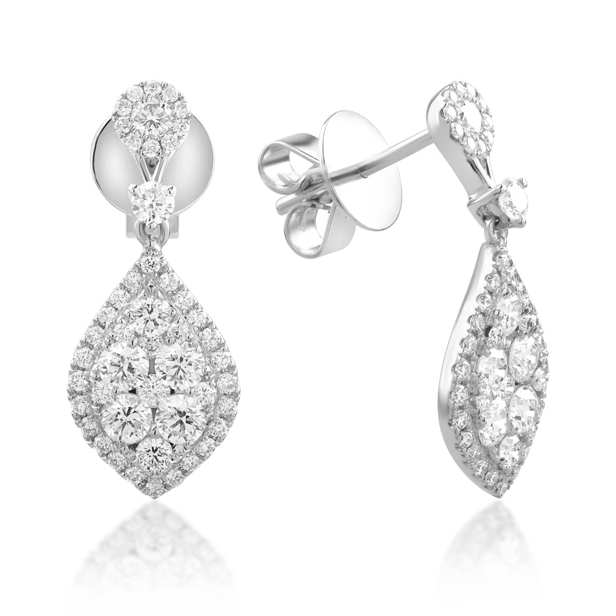 18K white gold earrings with diamonds of 1.32ct