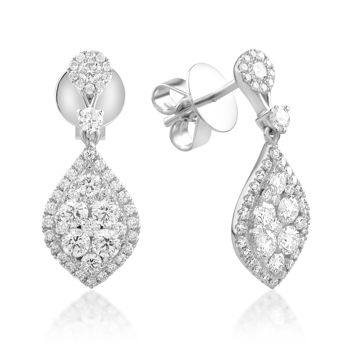 Обеци от 18K бяло злато с диаманти от 1.32ct