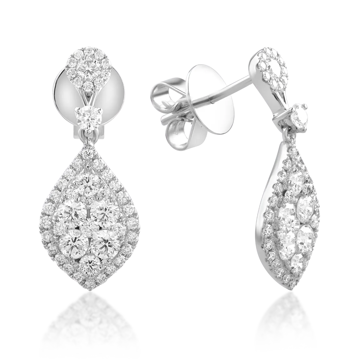 Обеци от 18K бяло злато с диаманти от 1.32ct
