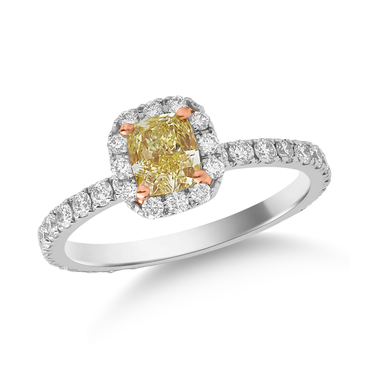 18K white gold ring with 0.7ct Fancy Diamond and 0.7ct diamonds