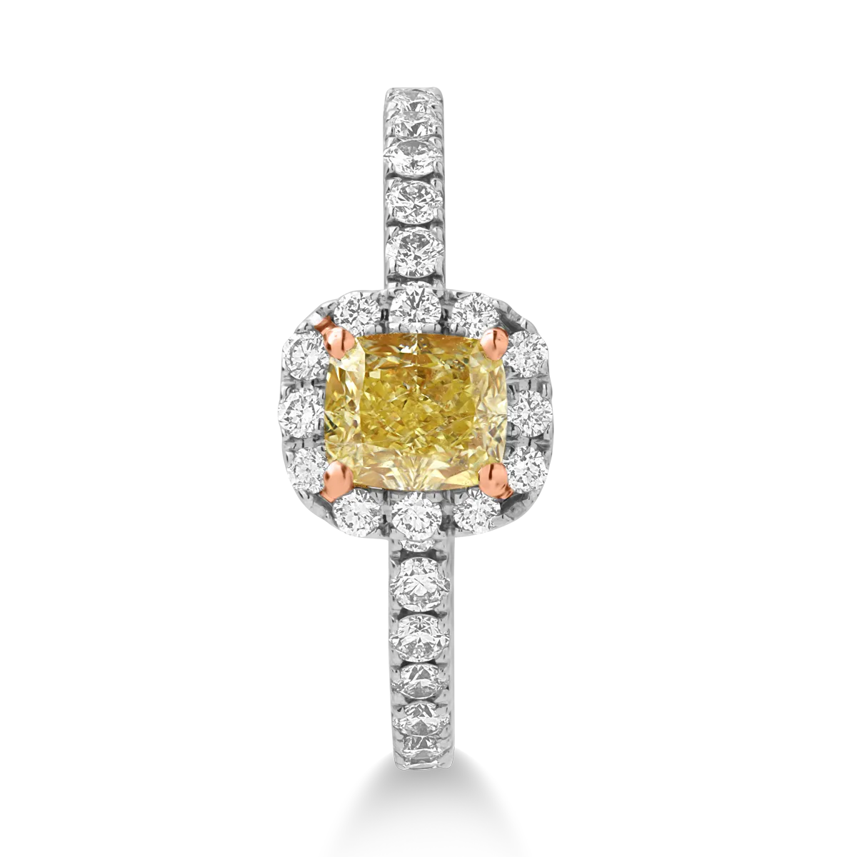 Inel din aur alb de 18K cu fancy diamond de 0.7ct si diamante de 0.7ct - 2 | YEO