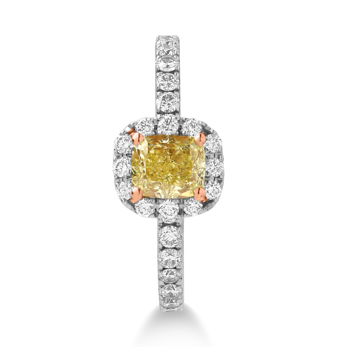 Inel din aur alb de 18K cu Fancy Diamond de 0.7ct si diamante de 0.7ct