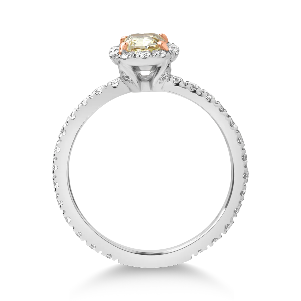 18K fehérarany gyűrű 0.7ct díszes gyémánttal és 0.7ct gyémántokkal
