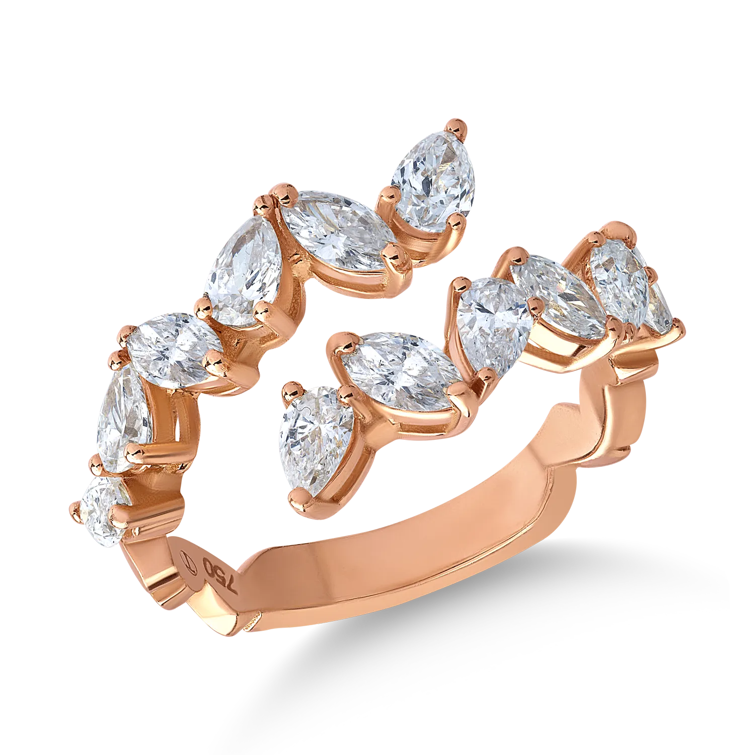 Пръстен от розово злато с диаманти 1.6ct