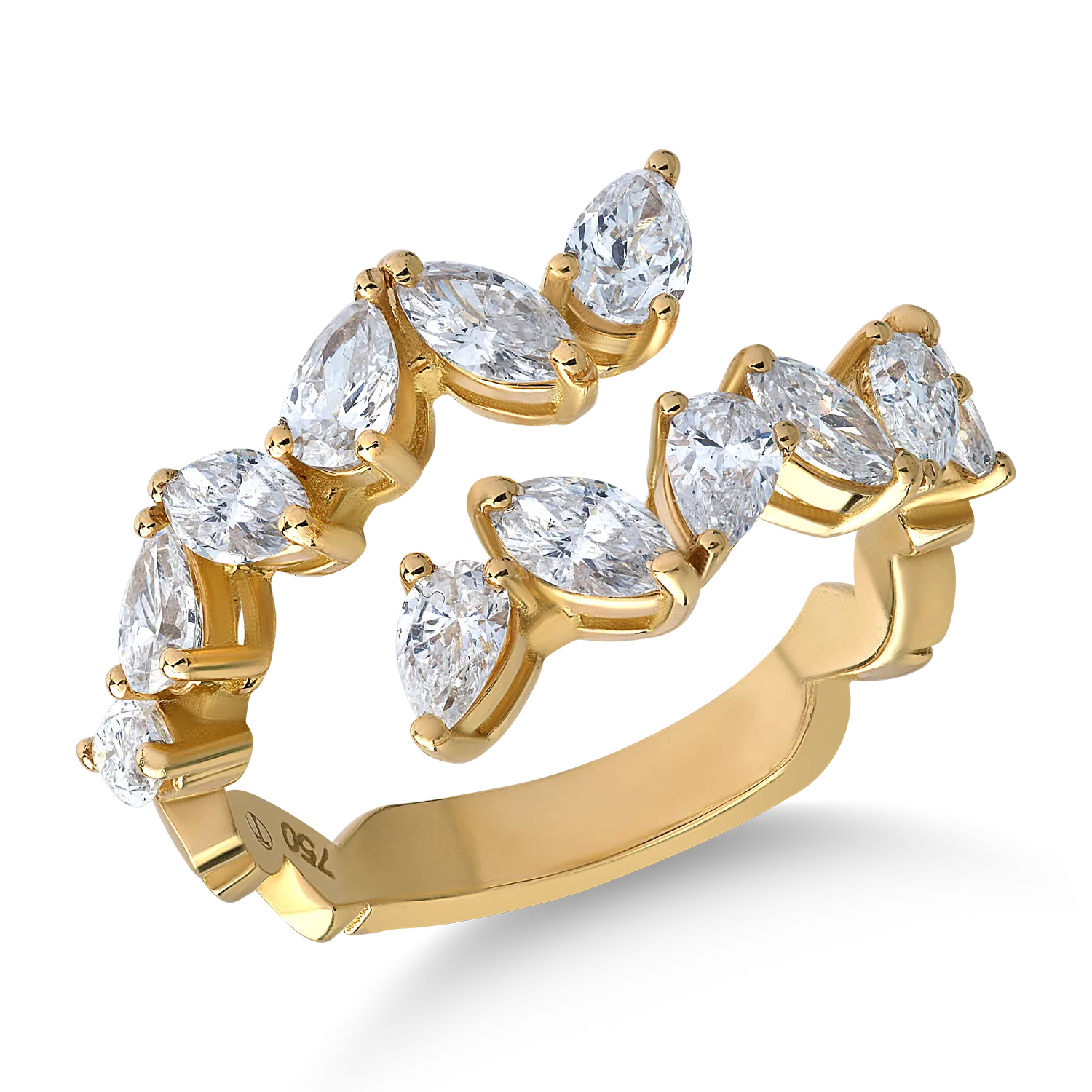 18K yellow gold ring with 1.68ct diamonds