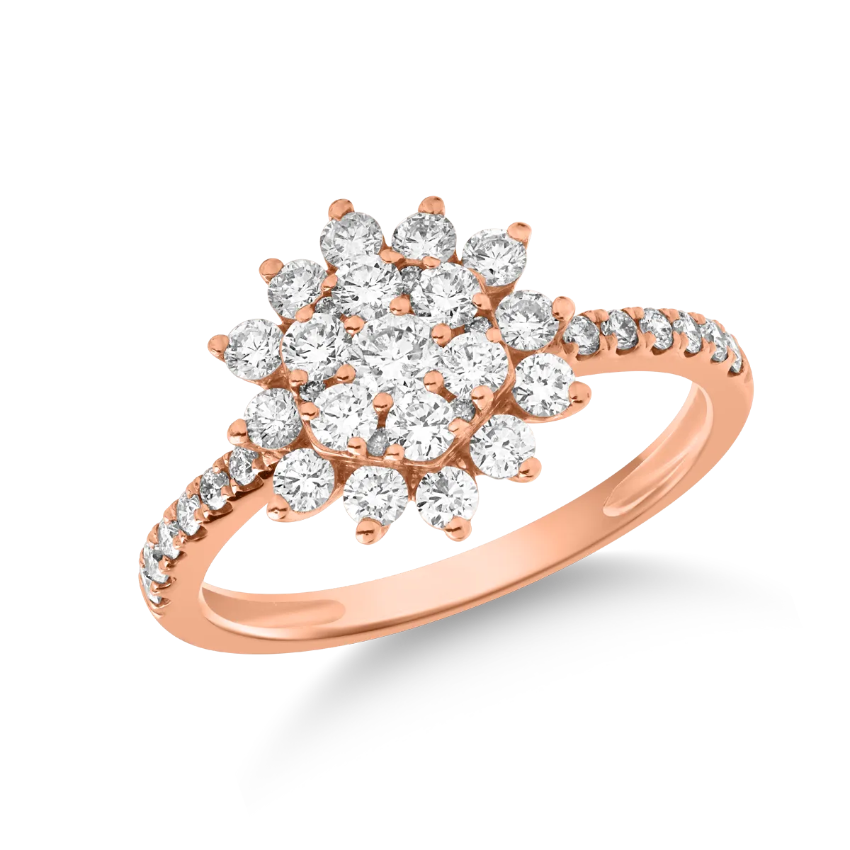 18K rose gold ring with 0.091ct diamond and 0.701ct diamonds