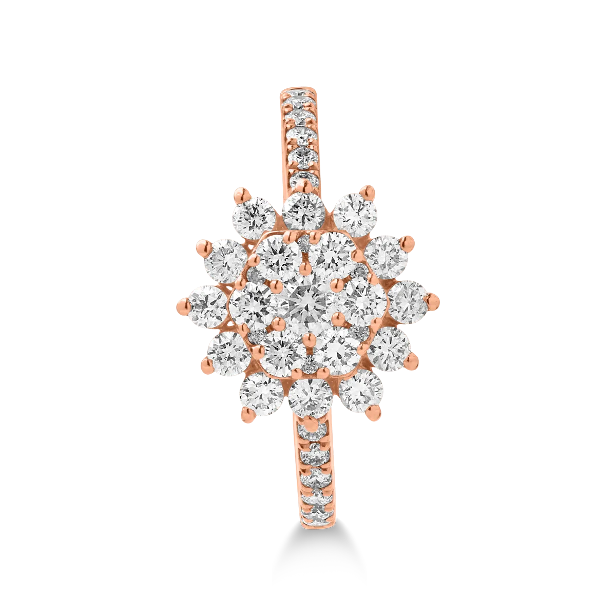 18K rose gold ring with 0.091ct diamond and 0.701ct diamonds