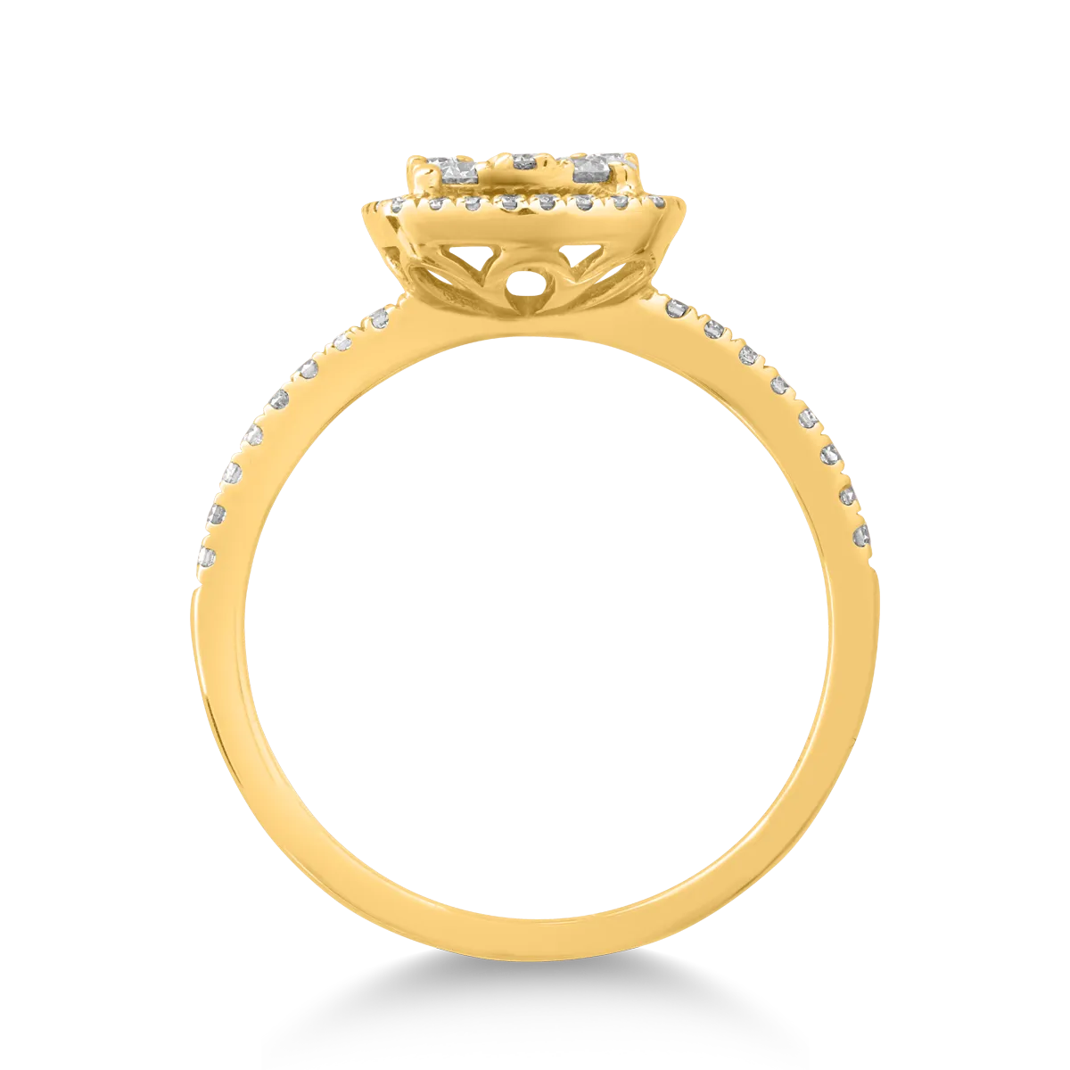 18 karátos sárga arany gyűrű 0.61 karátos gyémántokkal