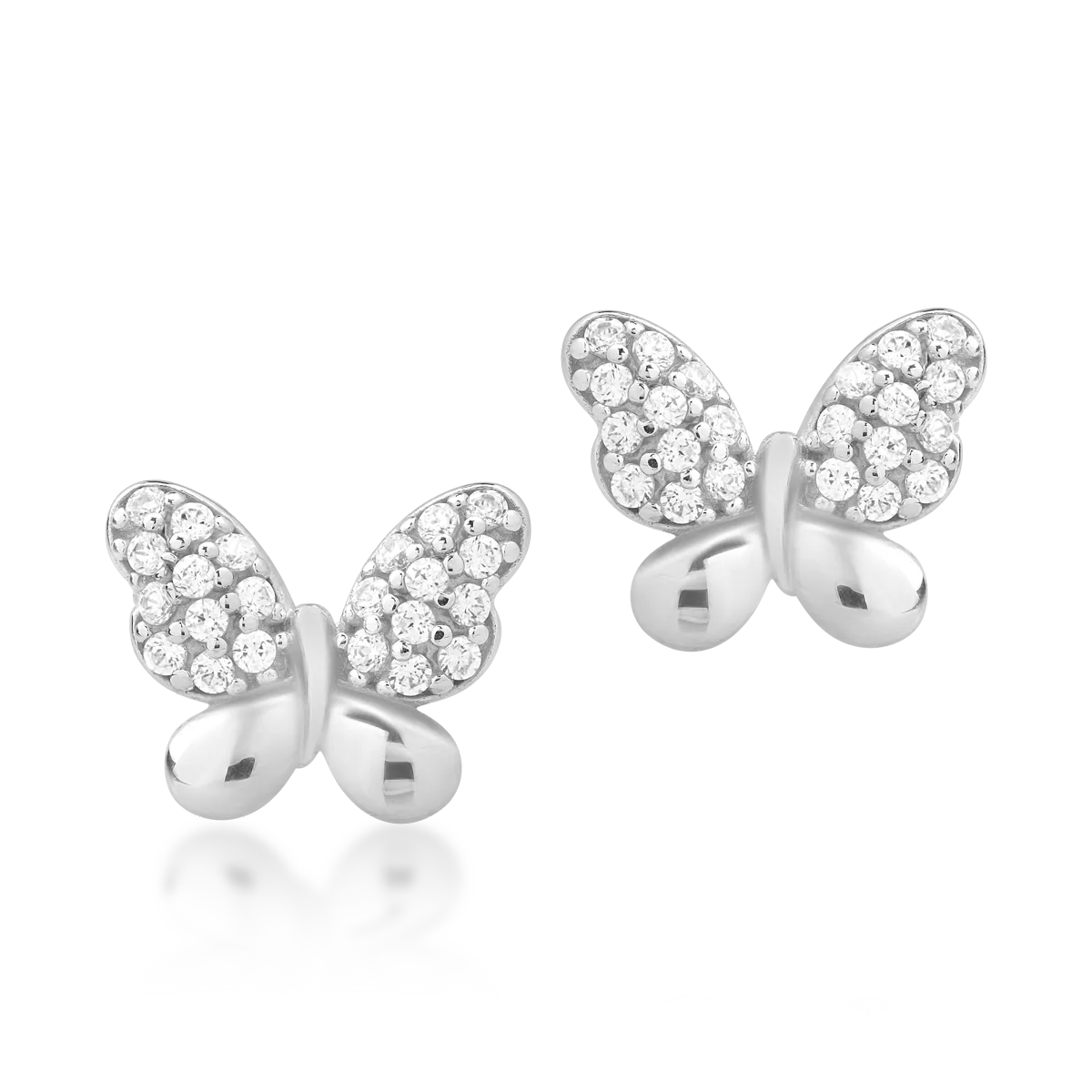 14K white gold butterflies earrings