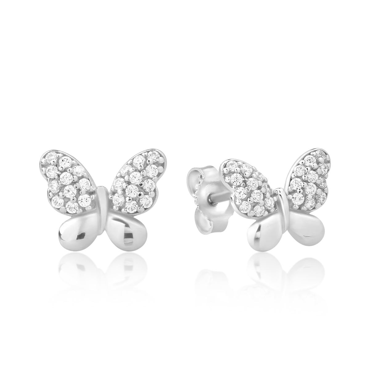 Cercei fluturasi din aur alb de 14K