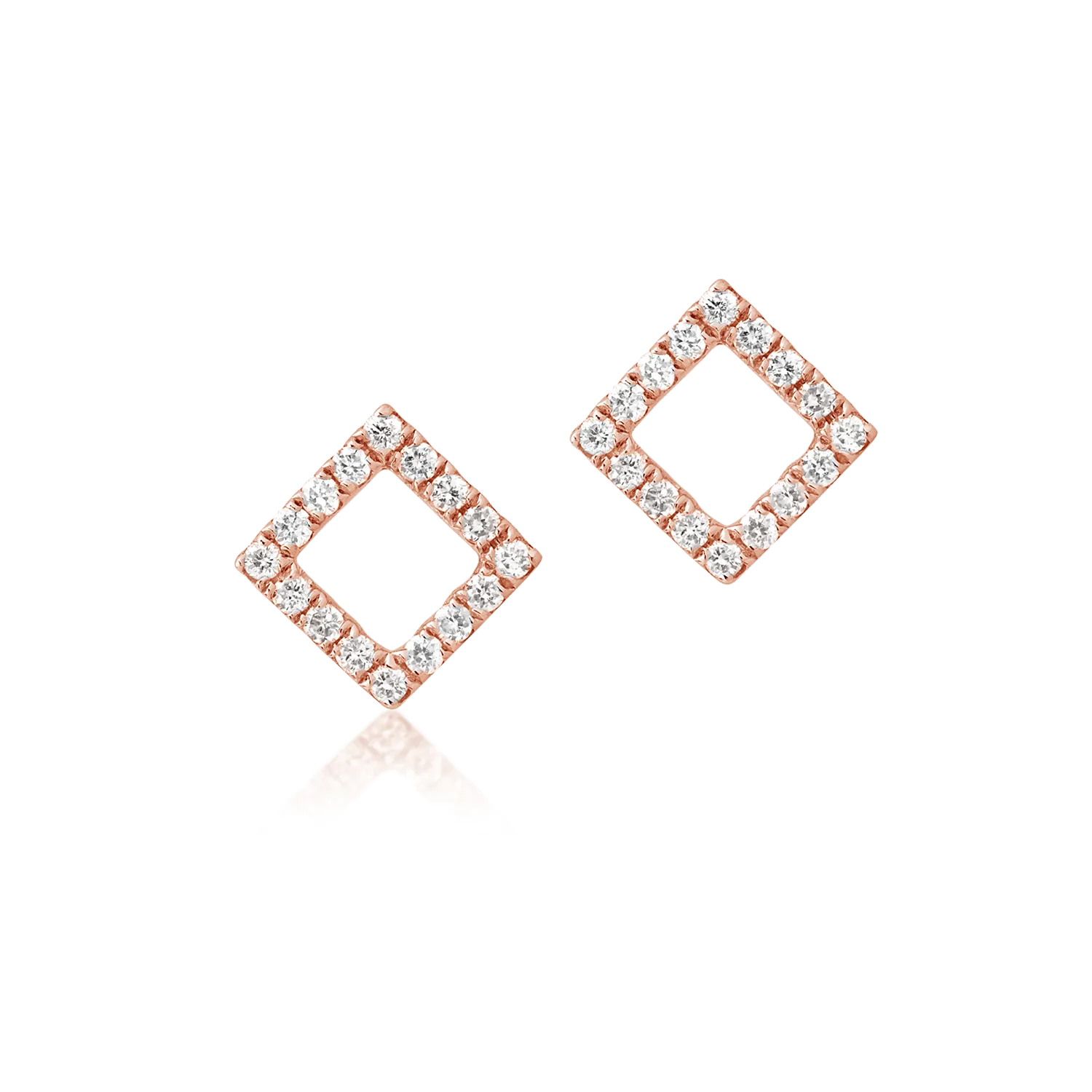 18K rose gold earrings with 0.088ct diamonds-123556
