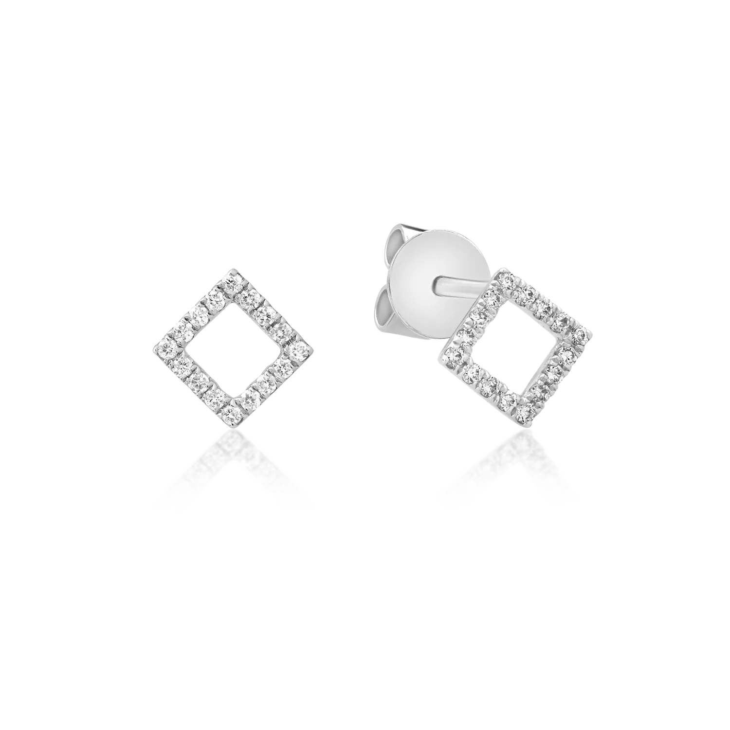 Cercei din aur alb cu diamante de 0.09ct