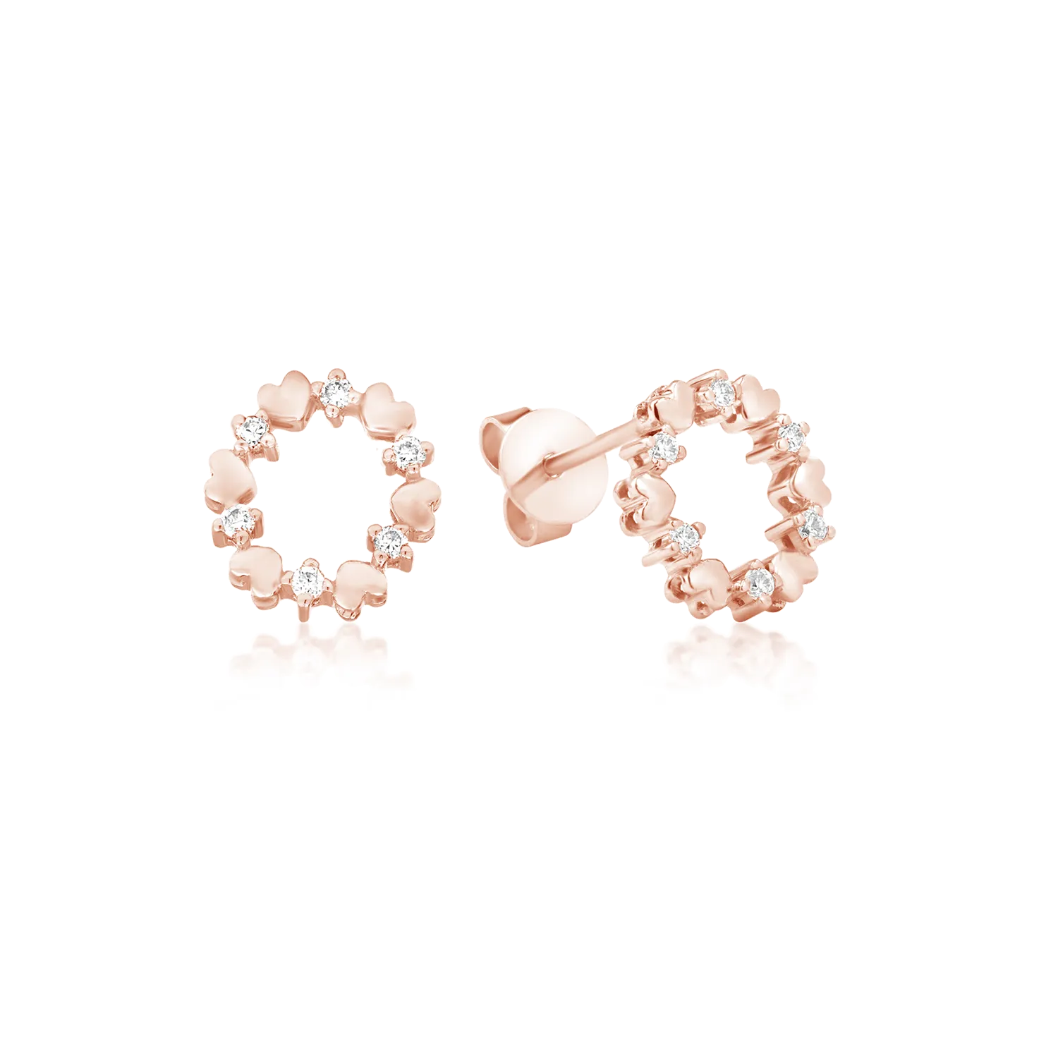 18K rose gold earrings with 0.102ct diamonds