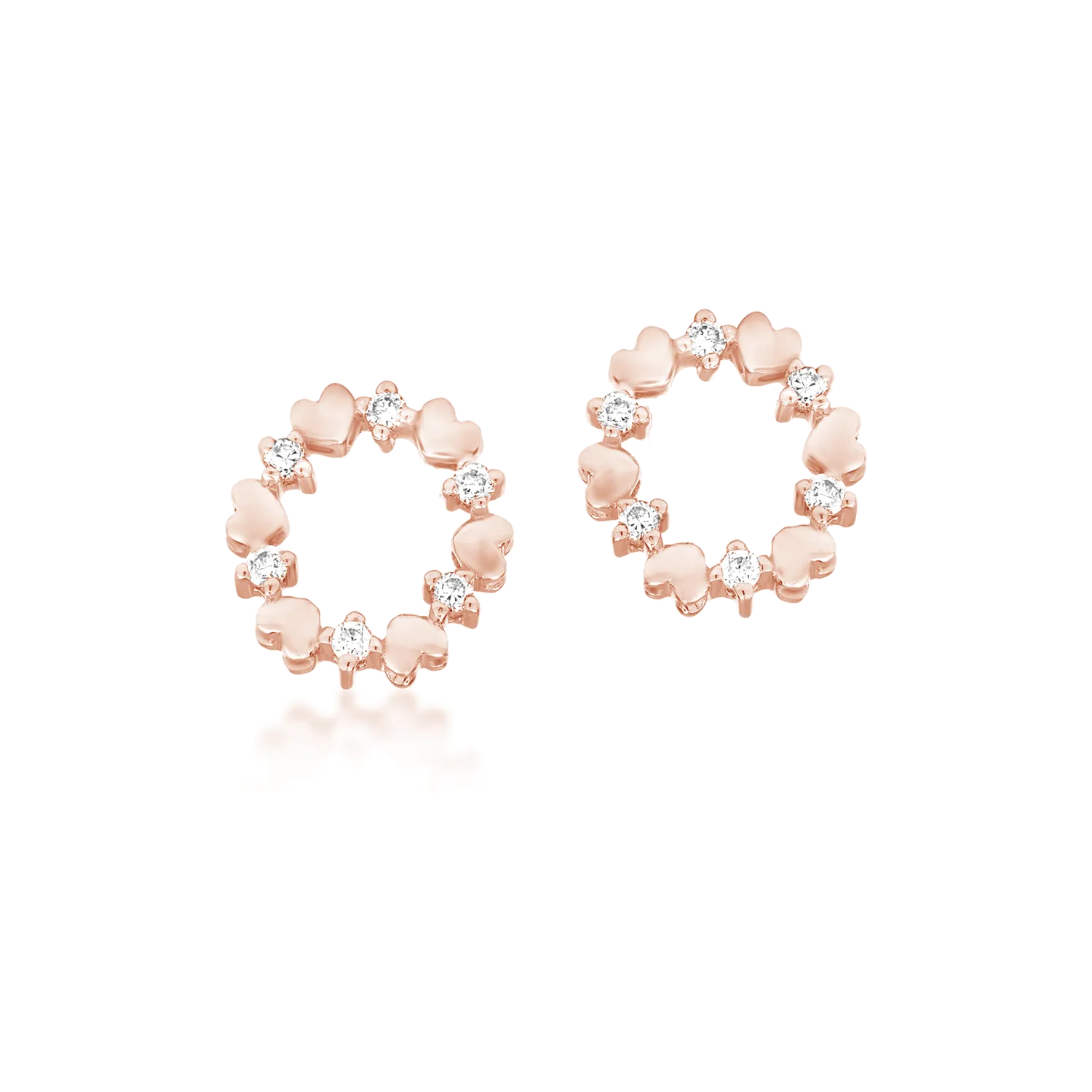 Cercei din aur roz cu diamante de 0.102ct