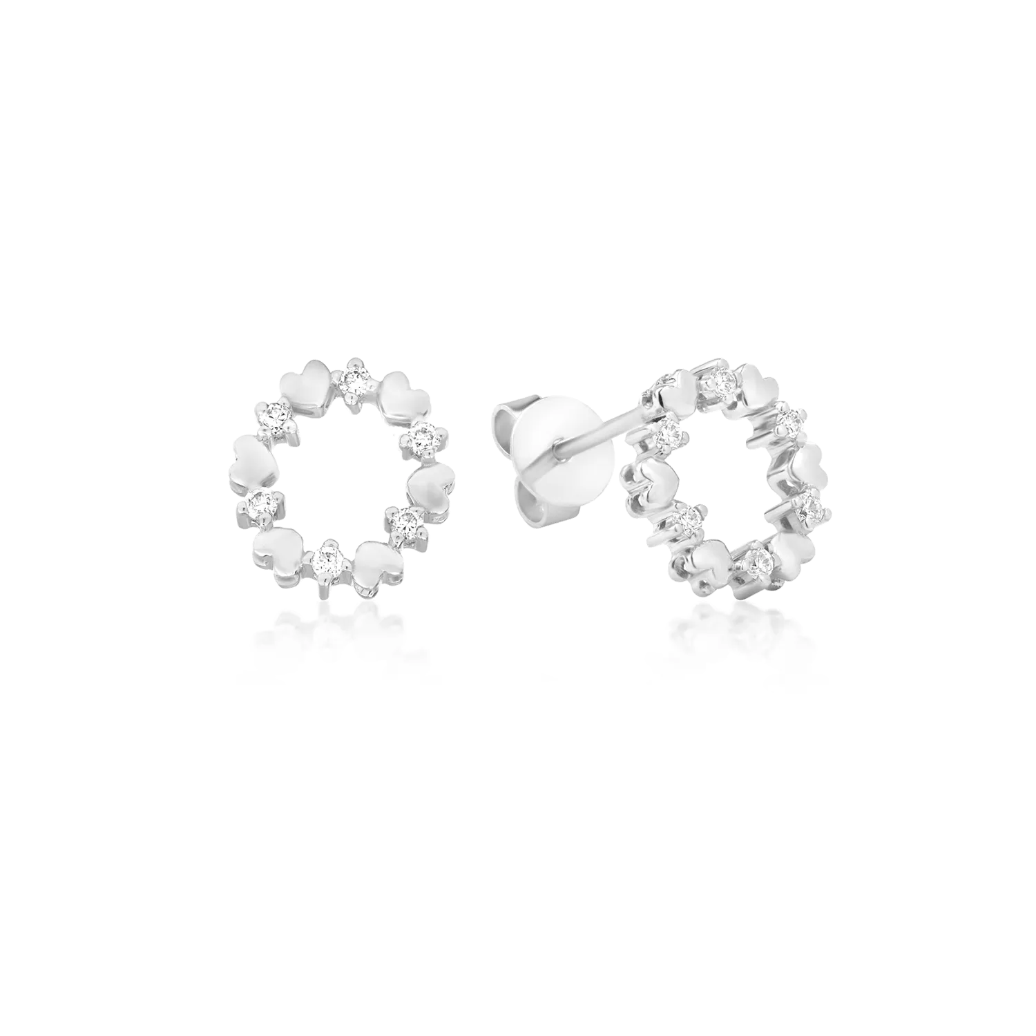 Cercei din aur alb cu diamante de 0.1ct