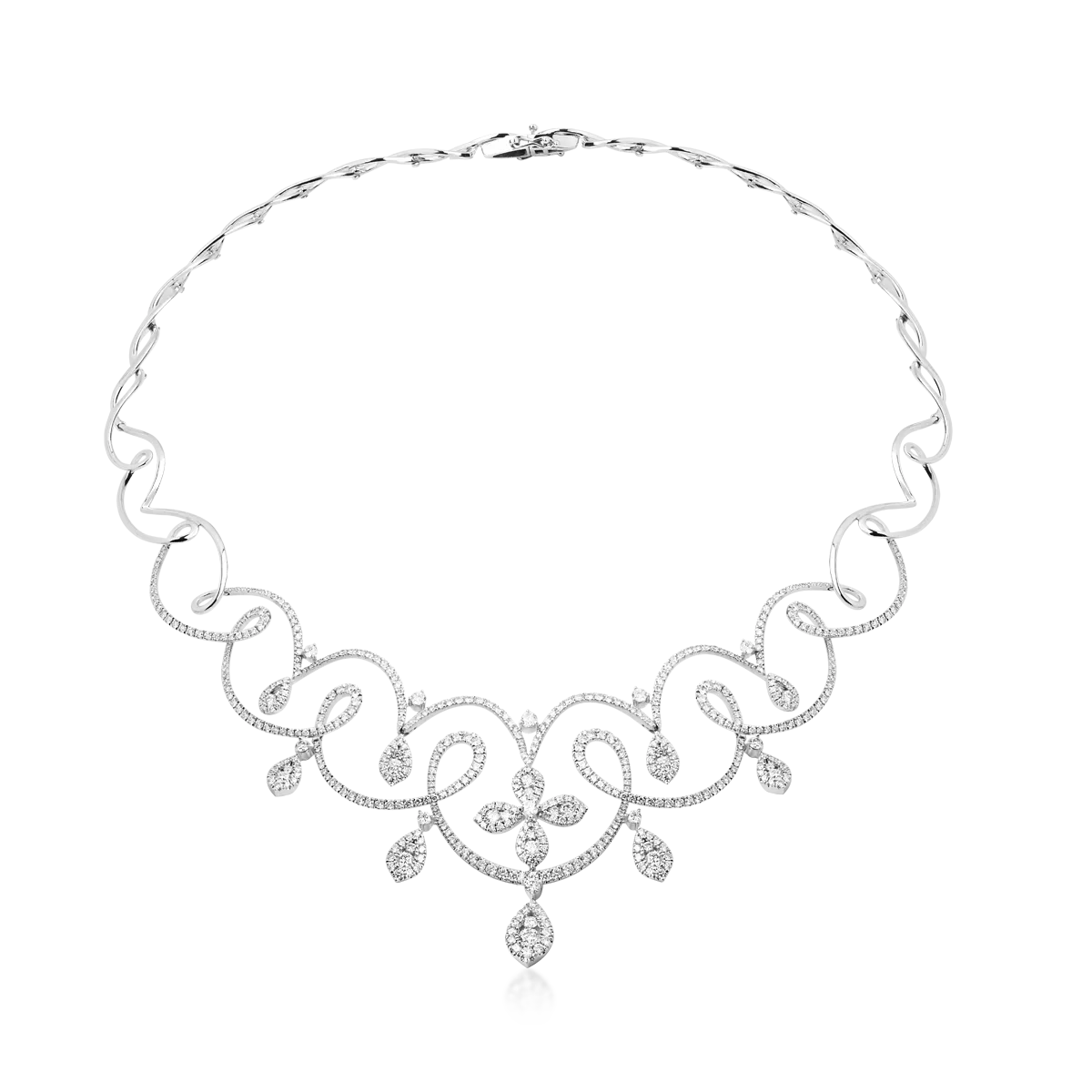 18K white gold necklace with diamonds of 8.78ct
