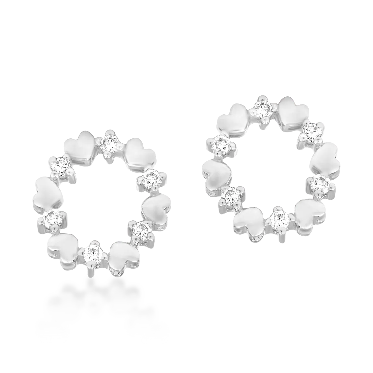 Cercei din aur alb de 18K cu diamante de 0.01ct-123559