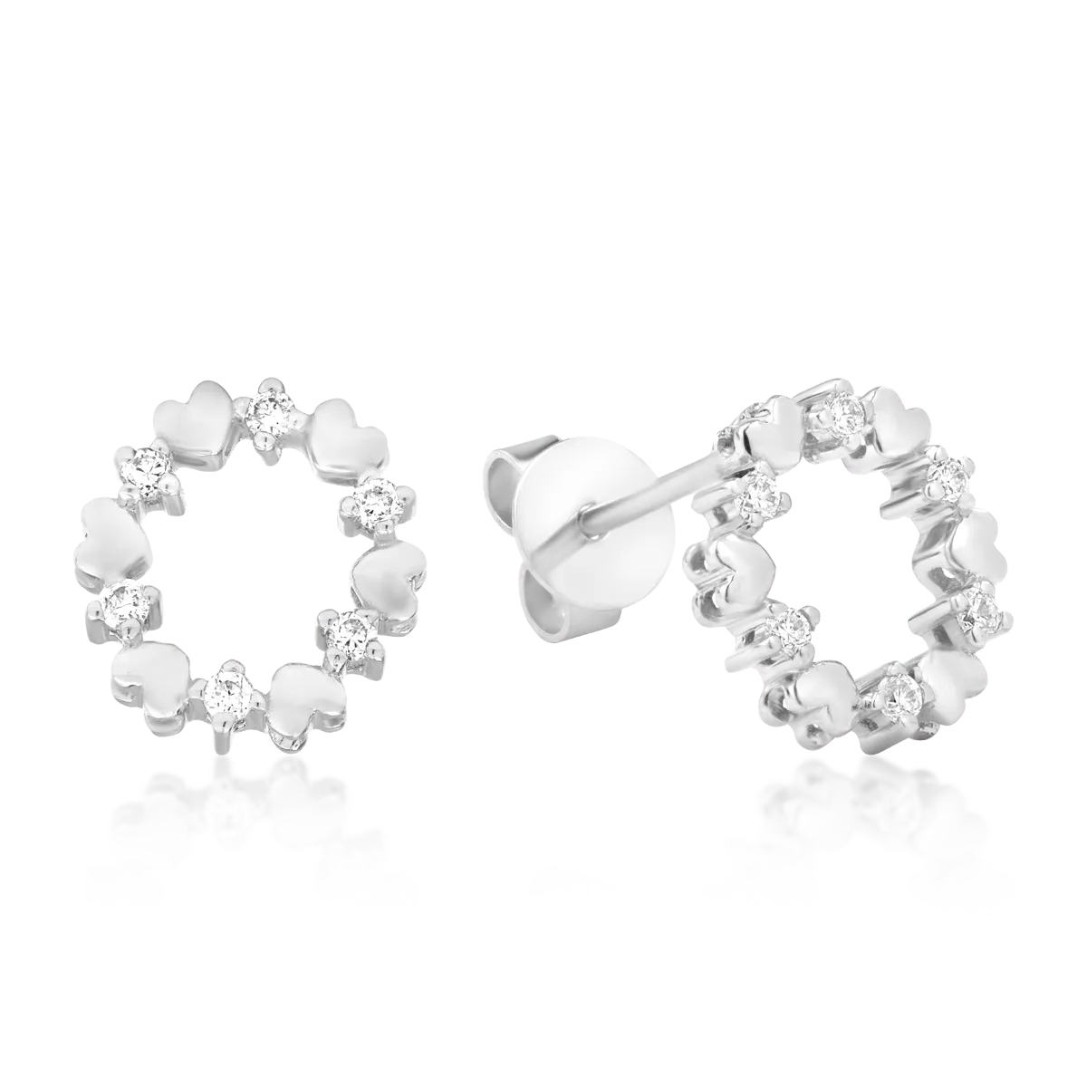 Cercei din aur alb cu diamante de 0.01ct