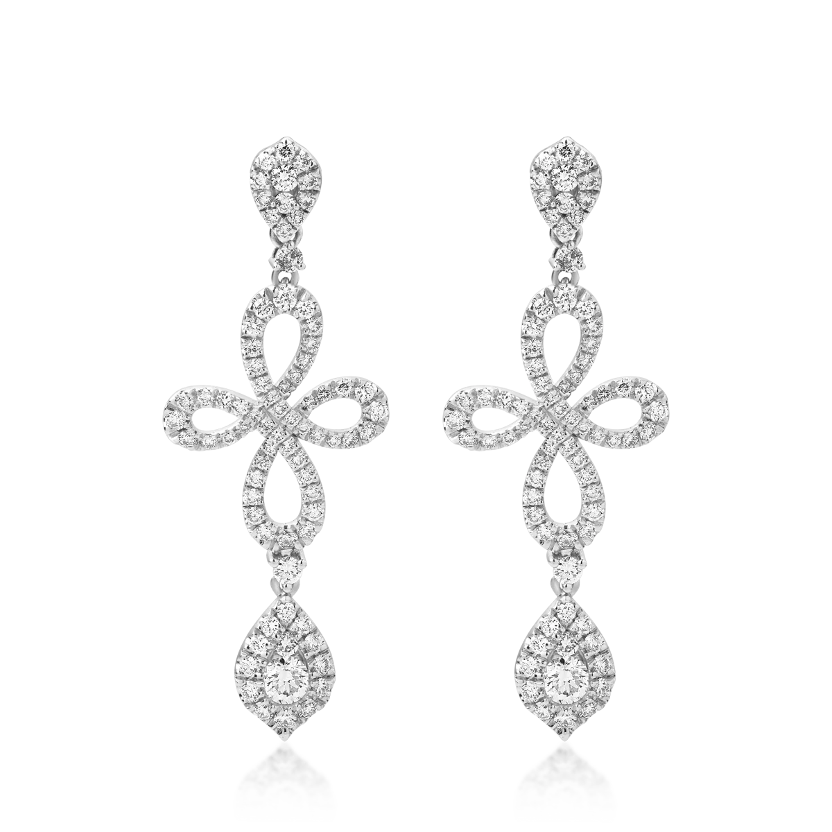 18K white gold earrings with diamonds of 1.88ct