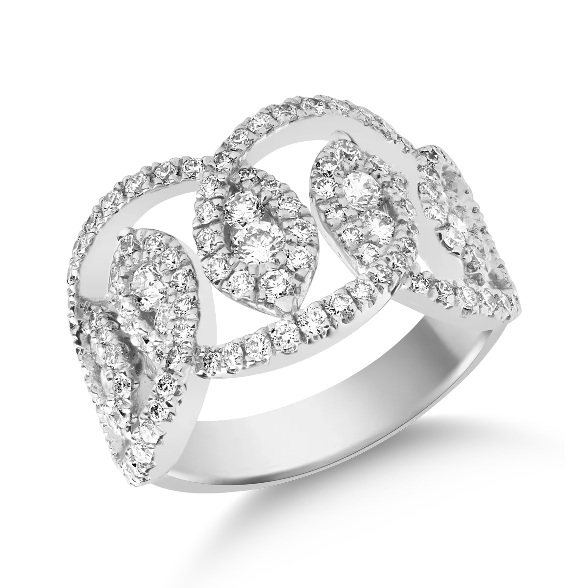 18K бял златен пръстен с диаманти от 1,4ct