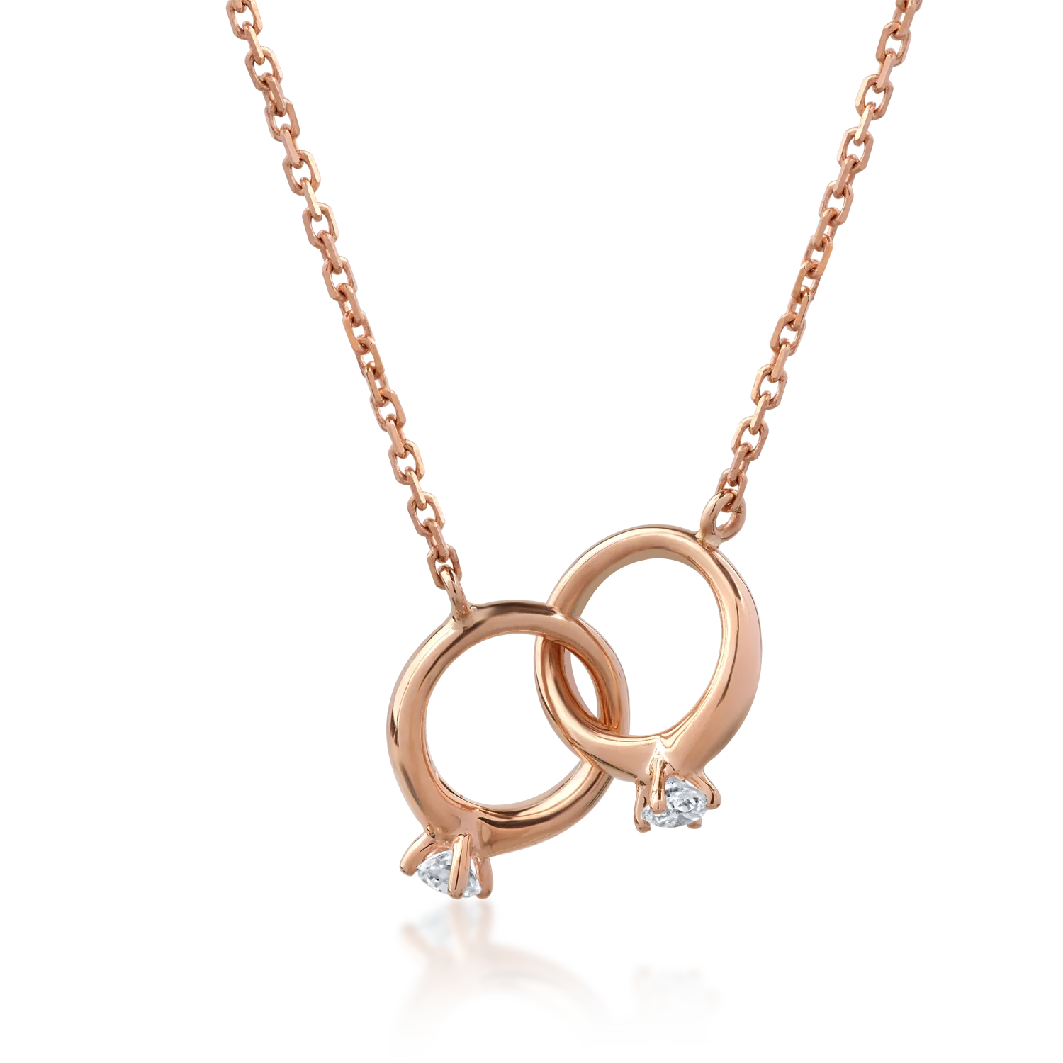 18K rose gold pendant necklace with 0.048ct diamonds