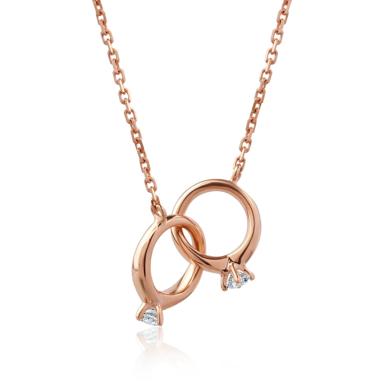 18K rose gold pendant necklace with 0.048ct diamonds