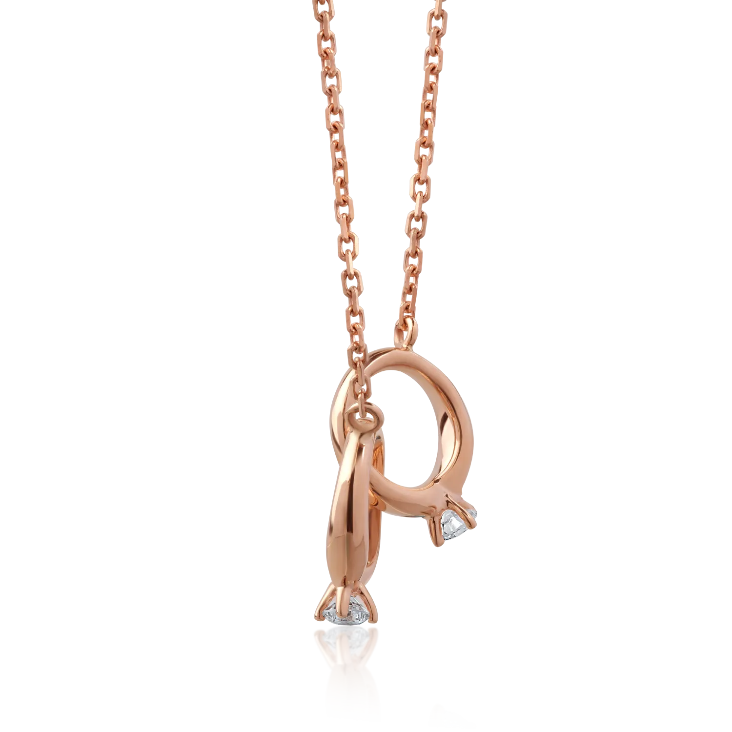 18K rose gold pendant necklace with 0.048ct diamonds