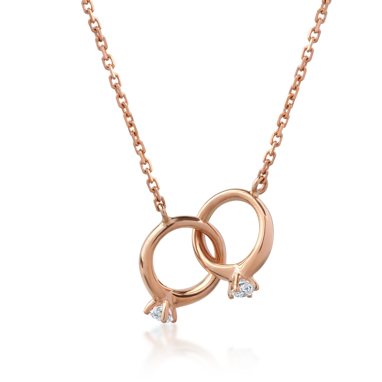 Lant cu pandantiv din aur roz cu diamante de 0.048ct